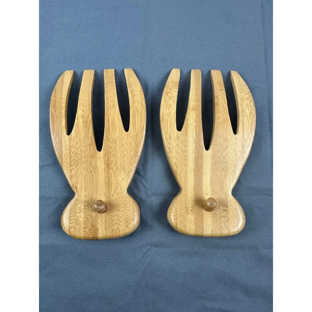 Olive Garden Salad Servers Tongs Set of 2 Natural Wood Kitchen Utensil